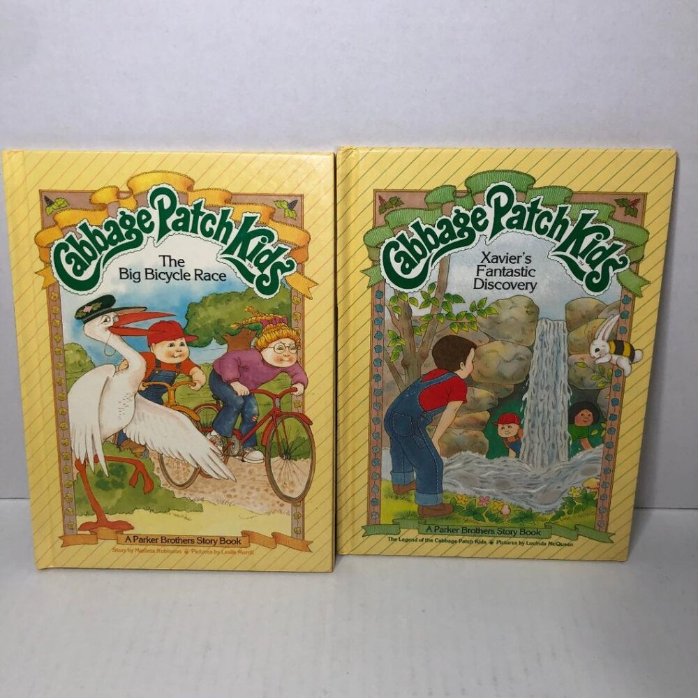1984 Cabbage Patch Kids Story Books Hardcover Parker Brothers Vintage Lot Of 2